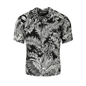 NEW Palm Angels Button Up Top‎ Tropical Leaf Short Sleeve Blk White Shirt Size M